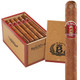 Brocatus Churchill Cigars 25Ct. Box, image of a box containing 25 cigars and one cigar standing upright with a red and gold band.