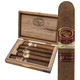 Padron Cigars Collection Natural Sampler 5Ct, wooden cigar box with five cigars inside and one cigar displayed outside, featuring branding labels and a textured brown wrapper.