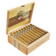 Ashton Cigars Ashton Cabinet Selection #8 Churchill Cigars 25Ct Box, wooden cigar box with 25 cigars neatly arranged inside and branded packaging on the cigars.
