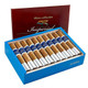 Victor Sinclair Serie '55' Imperial Connecticut Cigars, a box of 20 cigars with light brown wrappers and blue and white bands, in a blue box with a red lid featuring gold and white lettering.