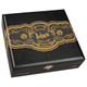 Victor Sinclair Bohemian 15th Anniversary Cigars, elegant black gift box with gold embossed design and branding.
