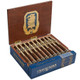Undercrown 10 by Drew Estate Cigars, a wooden cigar box filled with neatly arranged cigars featuring gold and black labels, open to display the logo on the inside lid.
