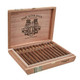 The Wise Man Maduro 'El Gueguense' Cigars, open wooden cigar box containing multiple cigars with colorful bands.