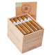 The Griffin's Cigars, a wooden box containing five hand-rolled cigars with white bands, featuring the Griffin's logo and label, in an open box with a light brown finish and a separate lid with the Griffin's logo.