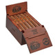 Southern Draw Kudzu Oscuro Cigars, a wooden cigar box containing five cigars with gold and red bands.