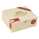 AJ Fernandez San Lotano Oval Maduro Cigars, a beige rectangular box with gold and red accents and logo, containing 20 robusto cigars. AJ Fernandez San Lotano Oval Maduro Cigars, a beige rectangular box with gold and red accents and logo, containing 20 robusto cigars.