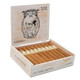 Room 101 Miami Snow Cigars, open wooden box containing 20 Toro Extra cigars with gold and white bands.