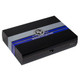 Rocky Patel Winter Collection 2020 Cigars, black cigar box with blue and silver design and logo.