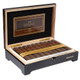 Rocky Patel Royale Cigars, a wooden box containing premium cigars with a black exterior and gold accents, arranged neatly inside. Rocky Patel Royale Cigars, a wooden box containing premium cigars with a black exterior and gold accents, arranged neatly inside.
