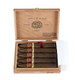 Padron 1926 Series Family Reserve #44 Natural Cigars 10 Count Box, open wooden cigar box containing ten cigars with dark wrappers and gold and red bands.