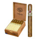 Padron 1964 Anniversary Presidente Square Tubo Natural Cigars 15Ct. Box, wooden box with cigars inside and one cigar outside showing its band.