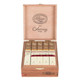 Padron 1964 Anniversary Soberano Square Tubo Maduro Cigars 15Ct. Box, open wooden cigar box displaying neatly arranged cigars with brown and white bands, inside lid featuring branding and logo.
