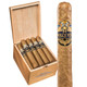 Dolce Vita Exotic Robusto Gordo Cigars 20Ct. Box, featuring a wooden box filled with five cigars and a close-up of one cigar showing its band and rich tobacco wrapper.