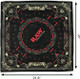 RAW Bandana Black, black bandana with red, white, and beige decorative patterns and the RAW logo in the center.