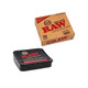 RAW Roll Box 70mm Single Wide, an automatic rolling box with packaging and a black plastic casing featuring the RAW logo. RAW Roll Box 70mm Single Wide, an automatic rolling box with packaging and a black plastic casing featuring the RAW logo.