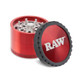 RAW LIFE Grinder Modular Rebuildable Grinder Red, close-up view of the red and black rebuildable grinder with the RAW logo on the lid.