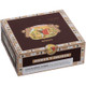 Romeo Y Julieta Habana Reserve Churchill 27 Ct. Box, decorative cigar box with a dark brown background, featuring a colorful illustration of a woman and a man in a garden scene, with the brand name and product details displayed on the packaging.