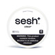 Sesh Tobacco Free Nicotine Pouch Unflavored 8mg, round white container with the product label showing, made in Sweden, and a warning about nicotine content.