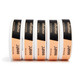 Sesh Tobacco Free Nicotine Pouch Mango 8mg 1/5 Ct Roll, image of five white tins with black and peach labels stacked in a row.