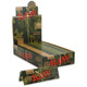 RAW Classic Rolling Papers Camo Edition 1 1/4 24 Ct, pack of 24 packs of rolling papers in camouflage design with red RAW logo, limited edition slow burning classic papers.