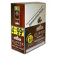 Global Tobacco Clipper Cigarillos Natural Buzz 15 Pouches of 4, product packaging of cigarillos in a brown and white box with promotional offers displayed.