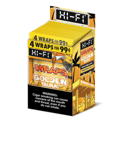 golden wrap tobacco wraps Zig Zag Gold Rillo Gold / 15 Packs of 4 Hi-Fi Blunt Wraps Pre-Priced 15/4Ct