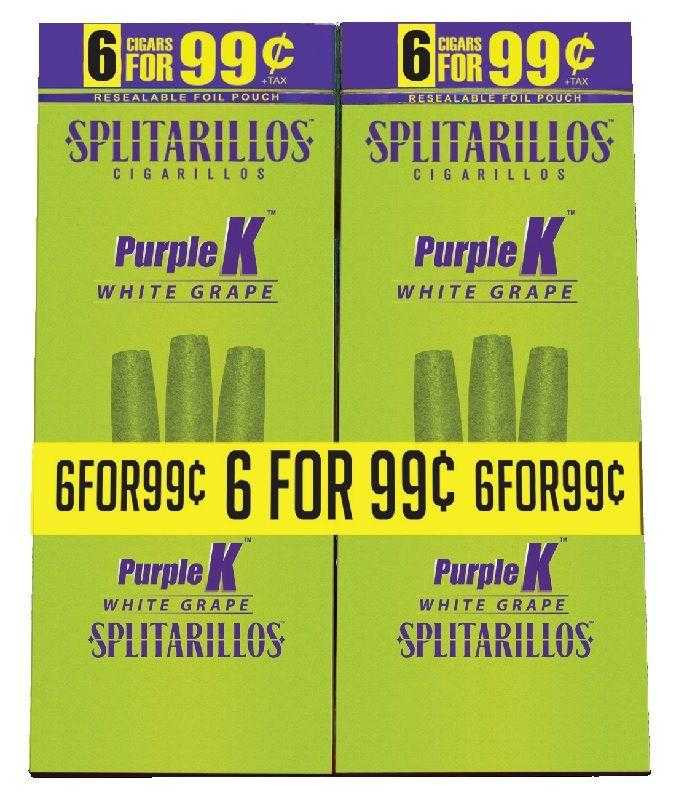 Splitarillos Purple K (White Grape) Cigarillos 30 Pouches of 3