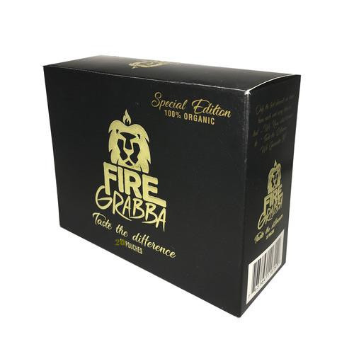 Grabba Leaf Tobacco Fire Grabba Cigars Special Edition Black 25Ct, black packaging box with gold and white text and logo, showcasing the product's branding and design.