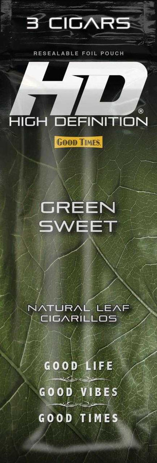 Good Times #HD Cigarillos Green Sweet 15 Packs of 3