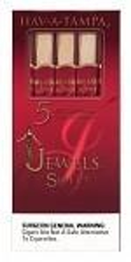 Altadis Hav-A-Tampa Jewels Sweet Cigars Pack, image of a box containing five cigars with a red and gold design.