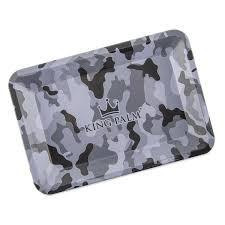 King Palm Rolling Tray Small Camo, compact camouflage-themed rolling tray with King Palm logo.