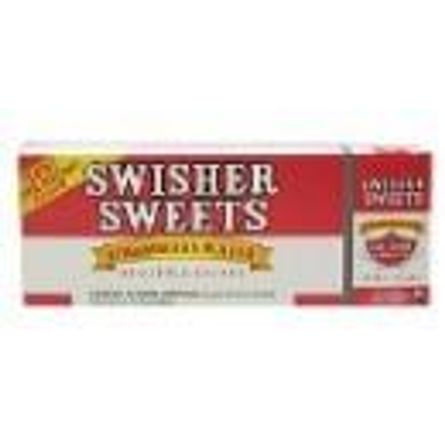 Swisher International Swisher Sweets Little Cigars Strawberry, packaging box with red, yellow, and white design featuring strawberry flavor indication.