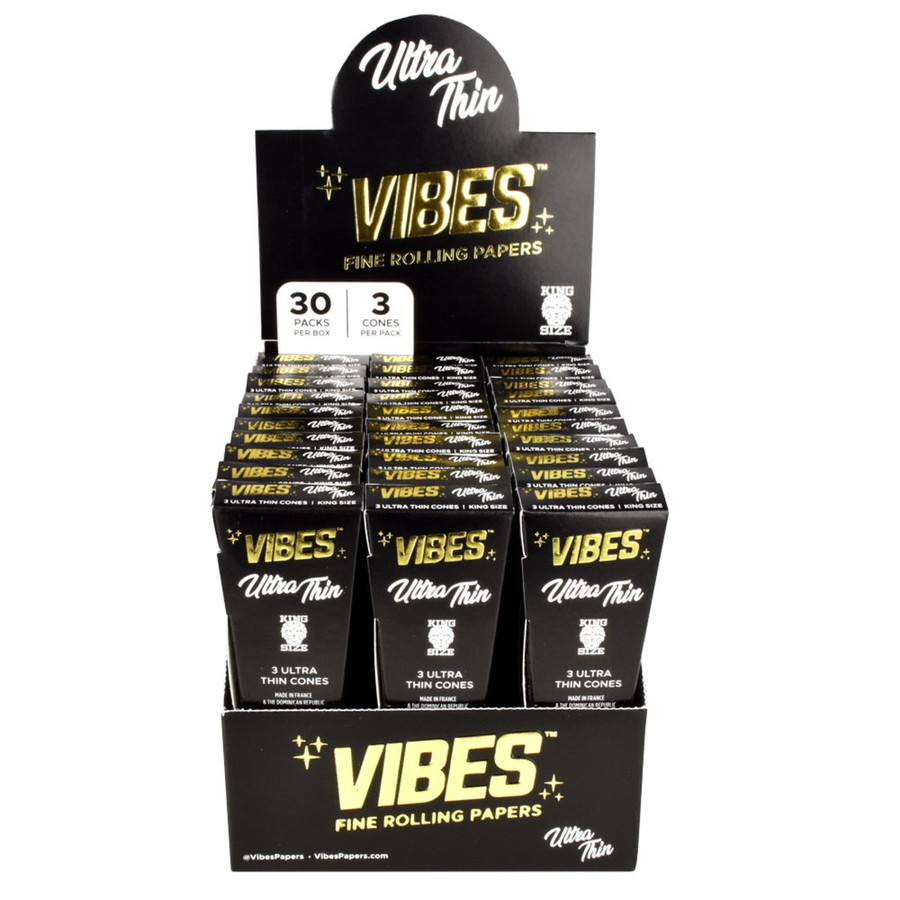 VIBES Ultra Thin Cones Kingsize Slim | 30pc Display