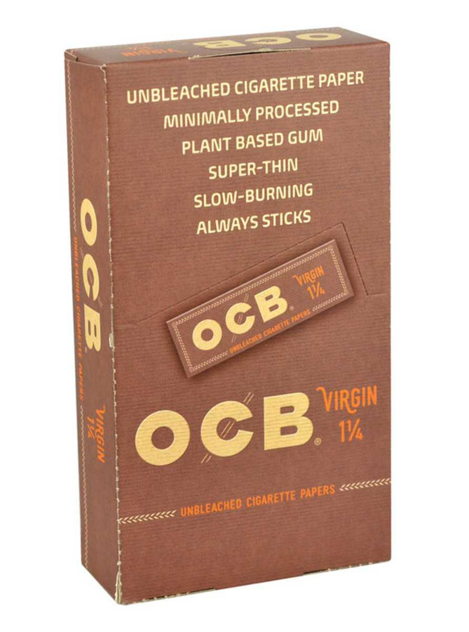 OCB Unbleached Virgin Rolling Papers 1 1/4" 24 Packs