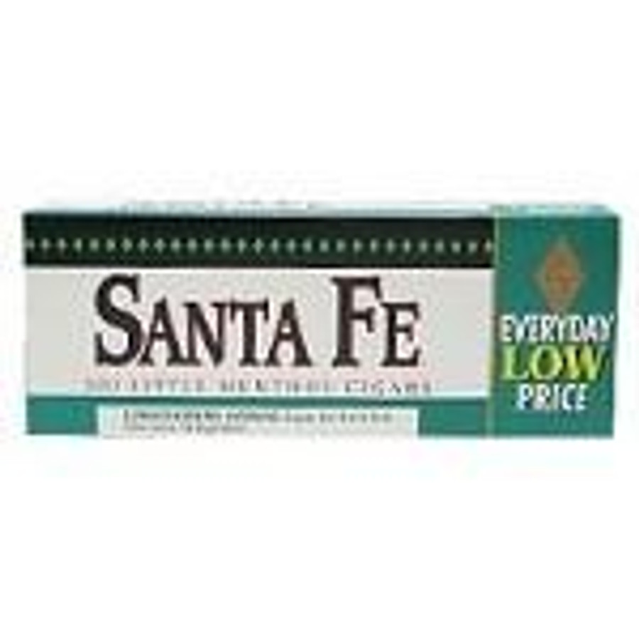 Swisher International Santa Fe Filtered Cigars Menthol, box of menthol-flavored filtered cigars with green and white packaging.