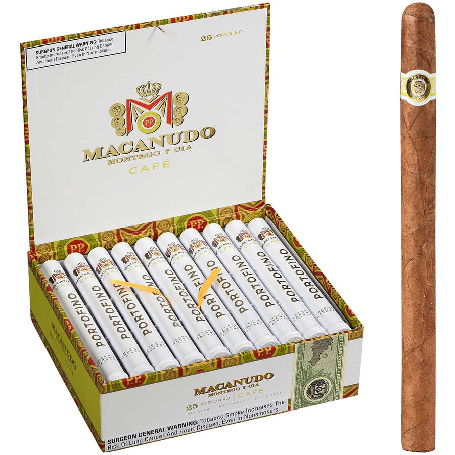 Macanudo Cigars Cafe Portofino Tubos 25 Ct. Box 7.00X34