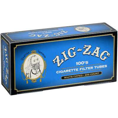 Zig Zag Cigarette Tubes 100mm Lt. Blue (White Tips) 200 Ct. Box
