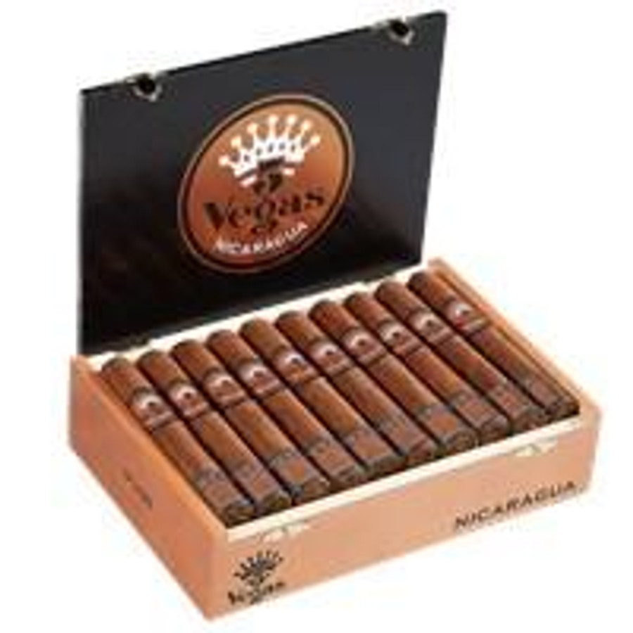 5 Vegas Nicaragua Robusto Limited Edition Cigars 20Ct. Box, image showing an open box of cigars with 20 tightly packed cigars inside.