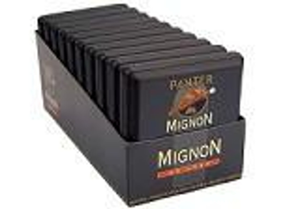 Panter Tobacco Panter Mignon Deluxe Cigarillos, closed black and gold box of cigars with branding