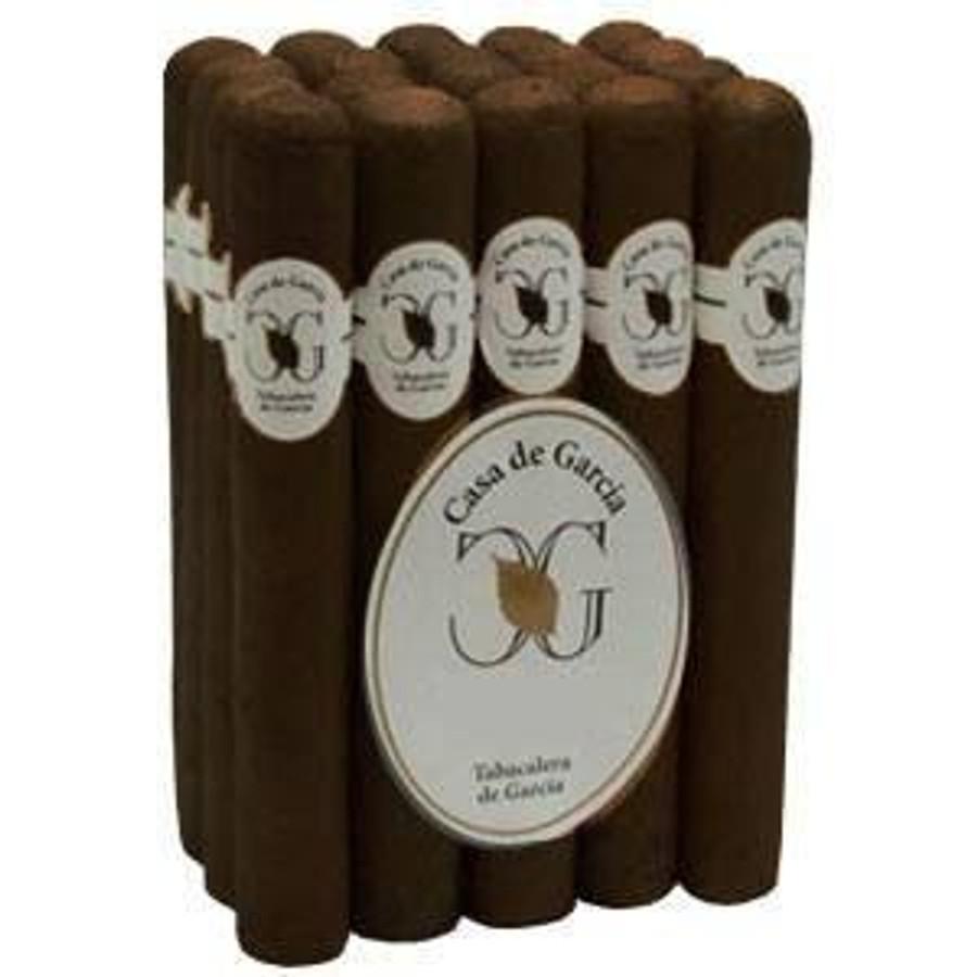 Altadis Casa de Garcia Churchill Maduro Cigars 20Ct. Pack, image of a neatly arranged bundle of cigars with dark brown wrappers and white labels featuring the Casa de Garcia logo. Altadis Casa de Garcia Churchill Maduro Cigars 20Ct. Pack, image of a neatly arranged bundle of cigars with dark brown wrappers and white labels featuring the Casa de Garcia logo.