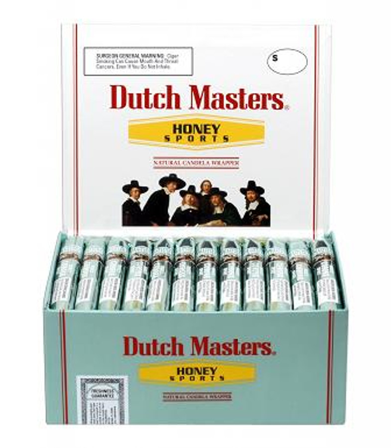 Altadis Dutch Masters Corona Honey Sport Box Cigars, open box displaying wrapped cigars inside.