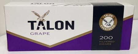 Scandinavian Tobacco Talon Filtered Cigars Grape box, modern packaging design with purple and white colors, and brand logo on the front.