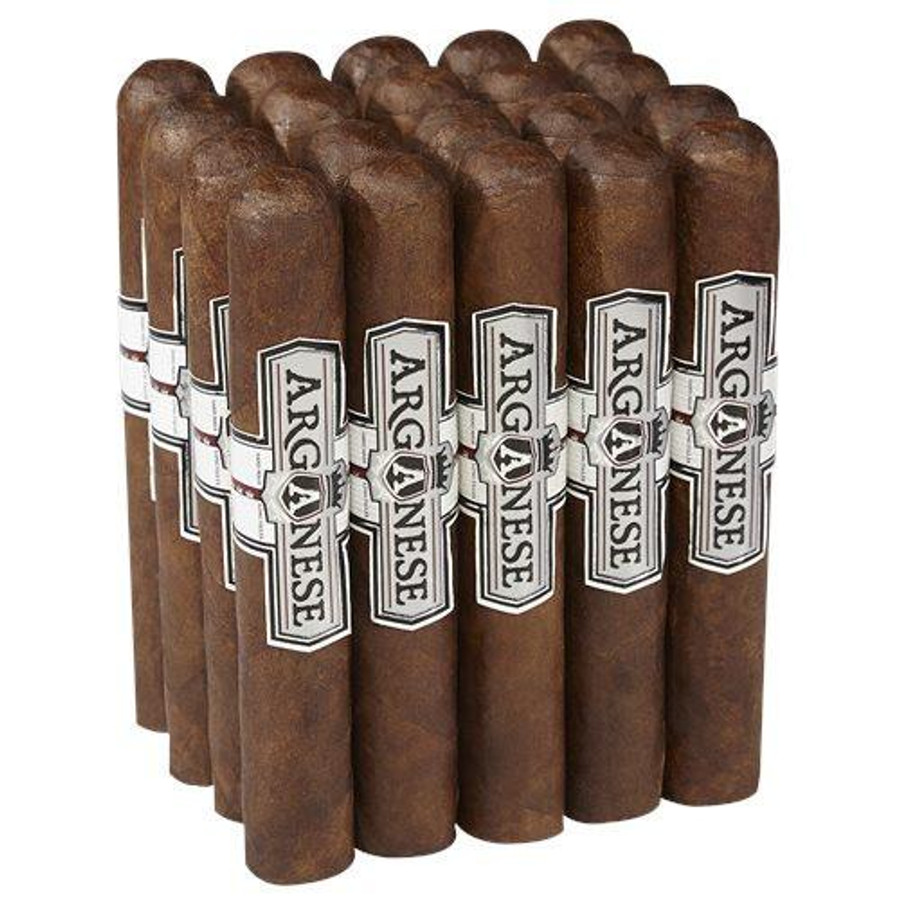 Arganese Habano Toro Cigars 20Ct. Pack, a bundle of 20 cigars with dark brown wrappers and whiteLabels with black text, arranged in a block.