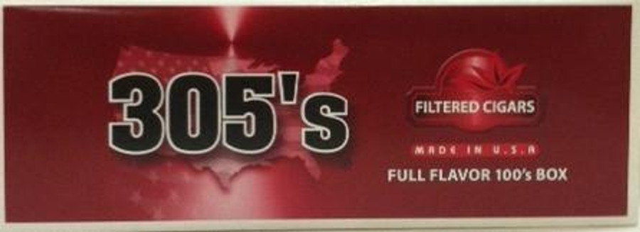Dosal Tobacco 305's Filtered Cigars Full Flavor, packaging box with red and black design featuring the product name and description.