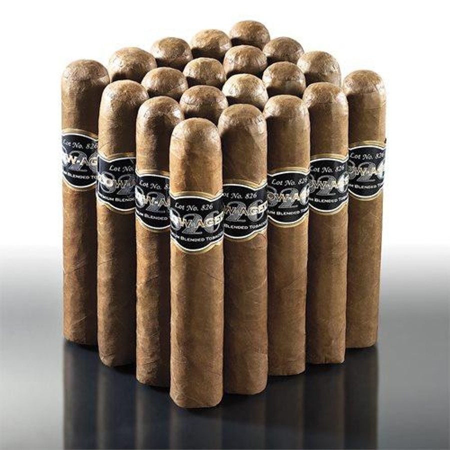 Slow-Aged Lot 826 Cigars by Perdomo Cigars, close-up of the premium cigars with smooth brown wrappers and black bands, arranged in a tight cluster.