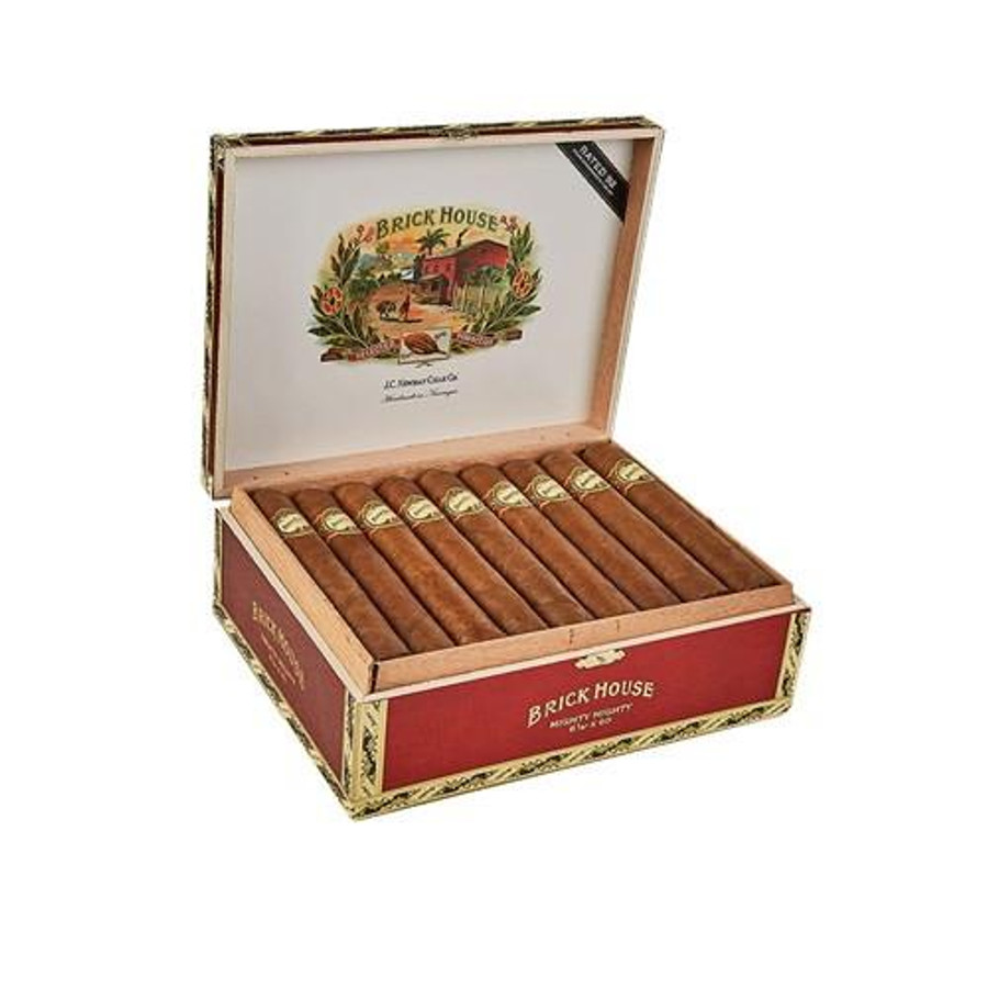 Brick House Mighty Mighty Cigars 25Ct. Box, open display of 25 cigars with gold bands in a decorative box.