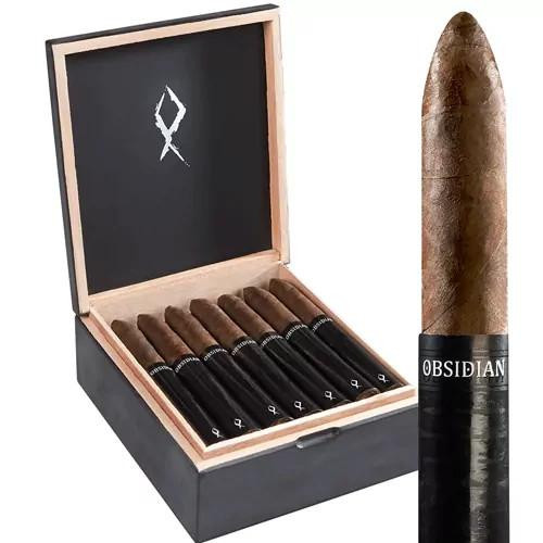 Obsidian Torpedo Cigars 20Ct. Box, a collection of premium cigars in a black and wood presentation box.