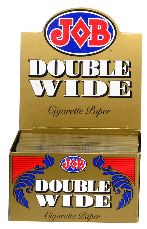 Republic Group JOB Cigarette Papers Double Wide 24Ct, pack of cigarette rolling papers with decorative gold packaging and red, blue, and white logo.