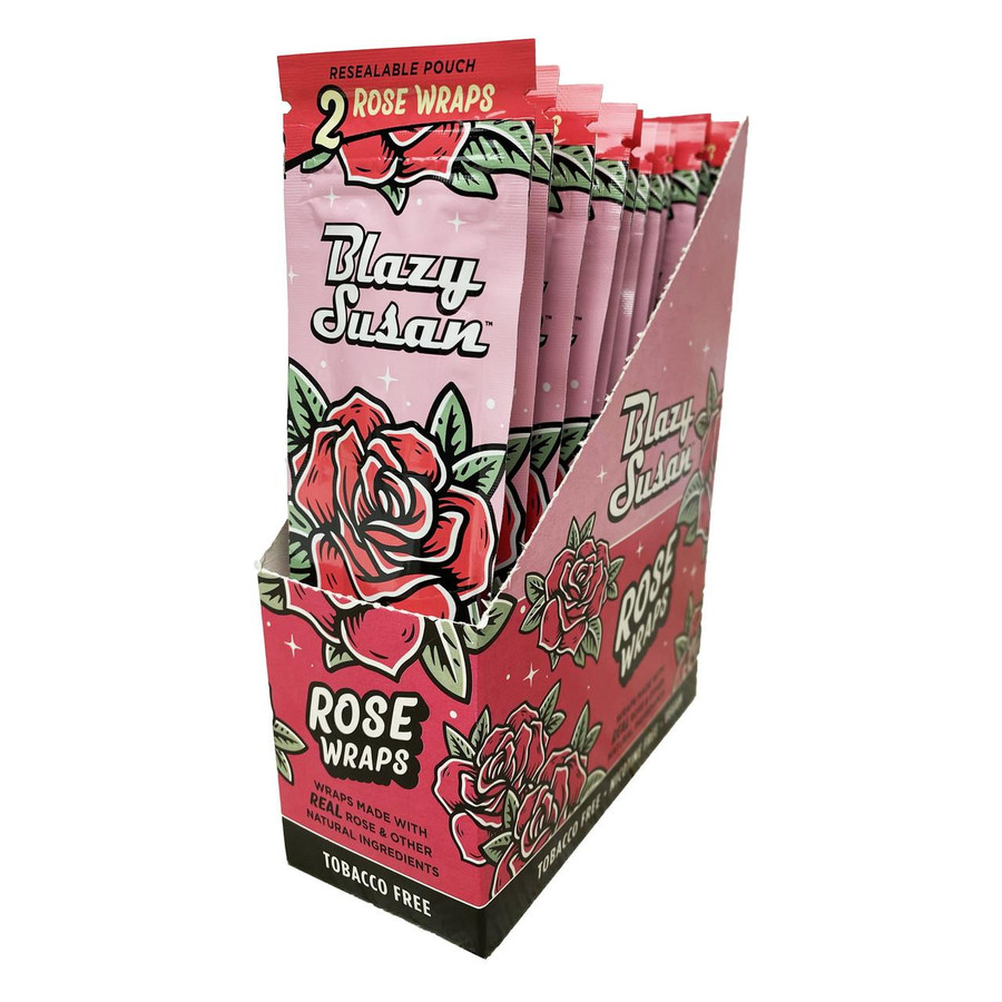 Blazy Susan Rose Wraps 25/2 Ct, product packaging displaying rose-themed wraps in resealable pouches.