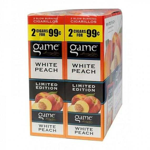Game Cigarillos Foil White Peach 30 Pouches of 2
